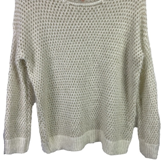 GIBSON Latimer Fuzzy Long Sleeve Sweater White Gold Size Medium - Picture 4 of 10